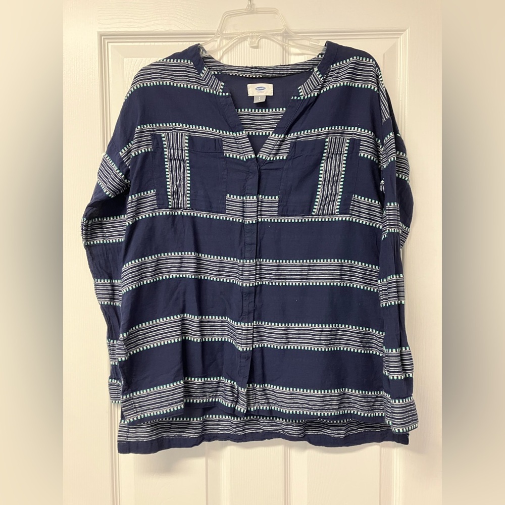 Old navy striped navy blue beach coverup